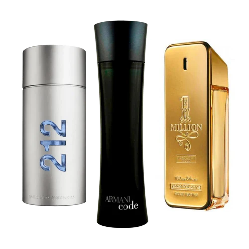 3 Parfums 212 Men NYC, Paco Rabanne One Million, Armani Code Homme (Eau de Parfum)