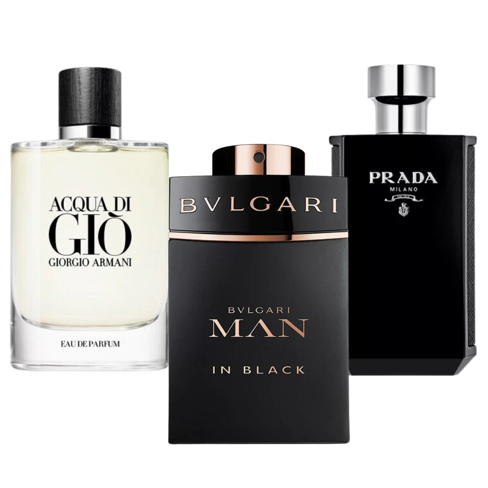 3 Parfums Bvlgari In Black, Giorgio Armani Acqua Di Gio, L'Homme Prada Intense (Eau Parfum)